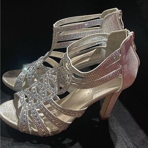 Elegant Silver Strappy Heels